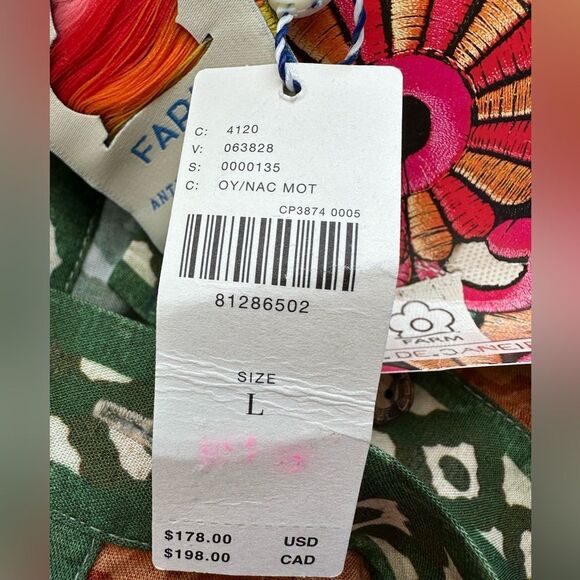 NWT FARM RIO FOR ANTHROPOLOGIE SIZE L midi skirt floral trapeze with pockets - Picture 10 of 12